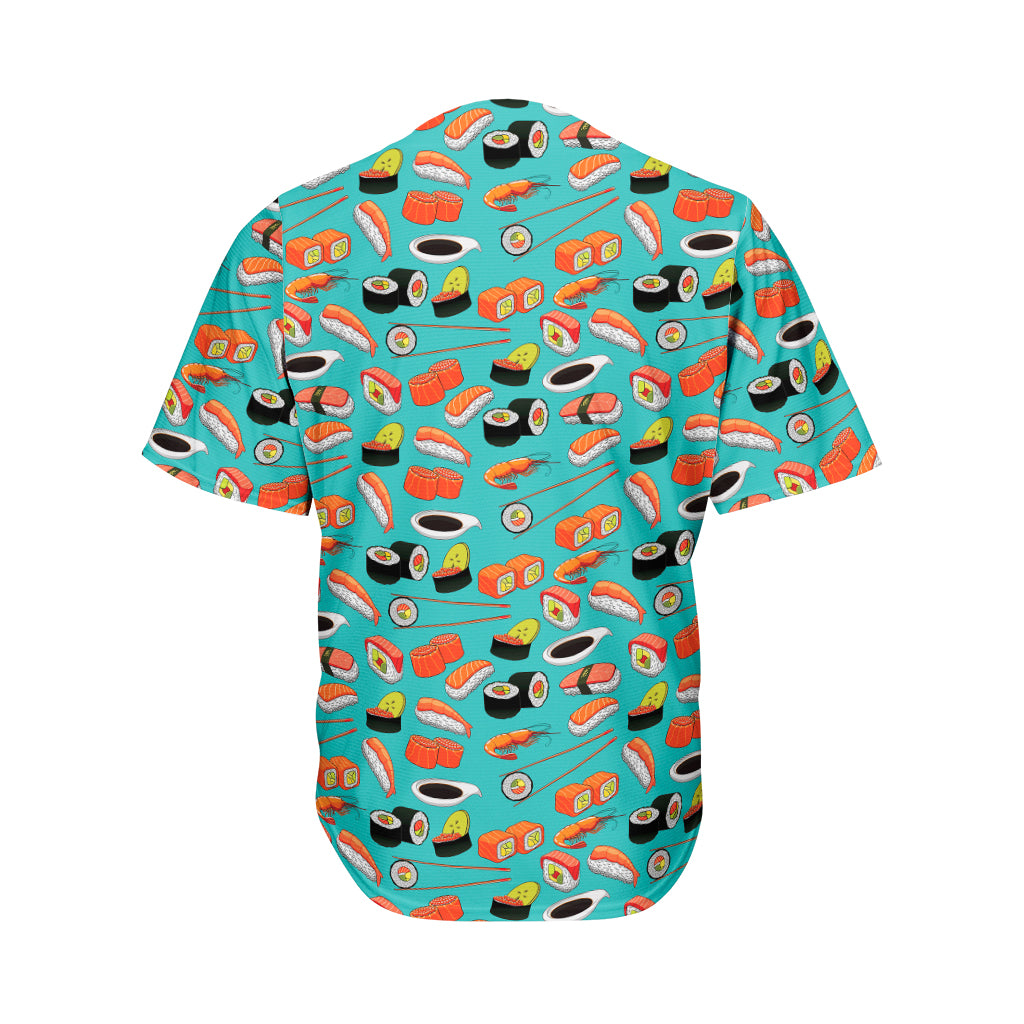 Japanese Sushi And Rolls Pattern Print Men's Baseball Jersey
