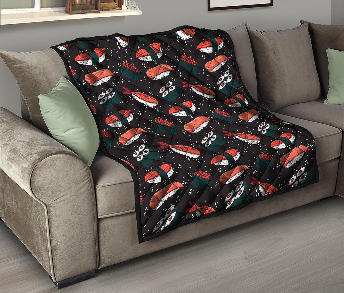 Japanese Sushi Pattern Print Quilt