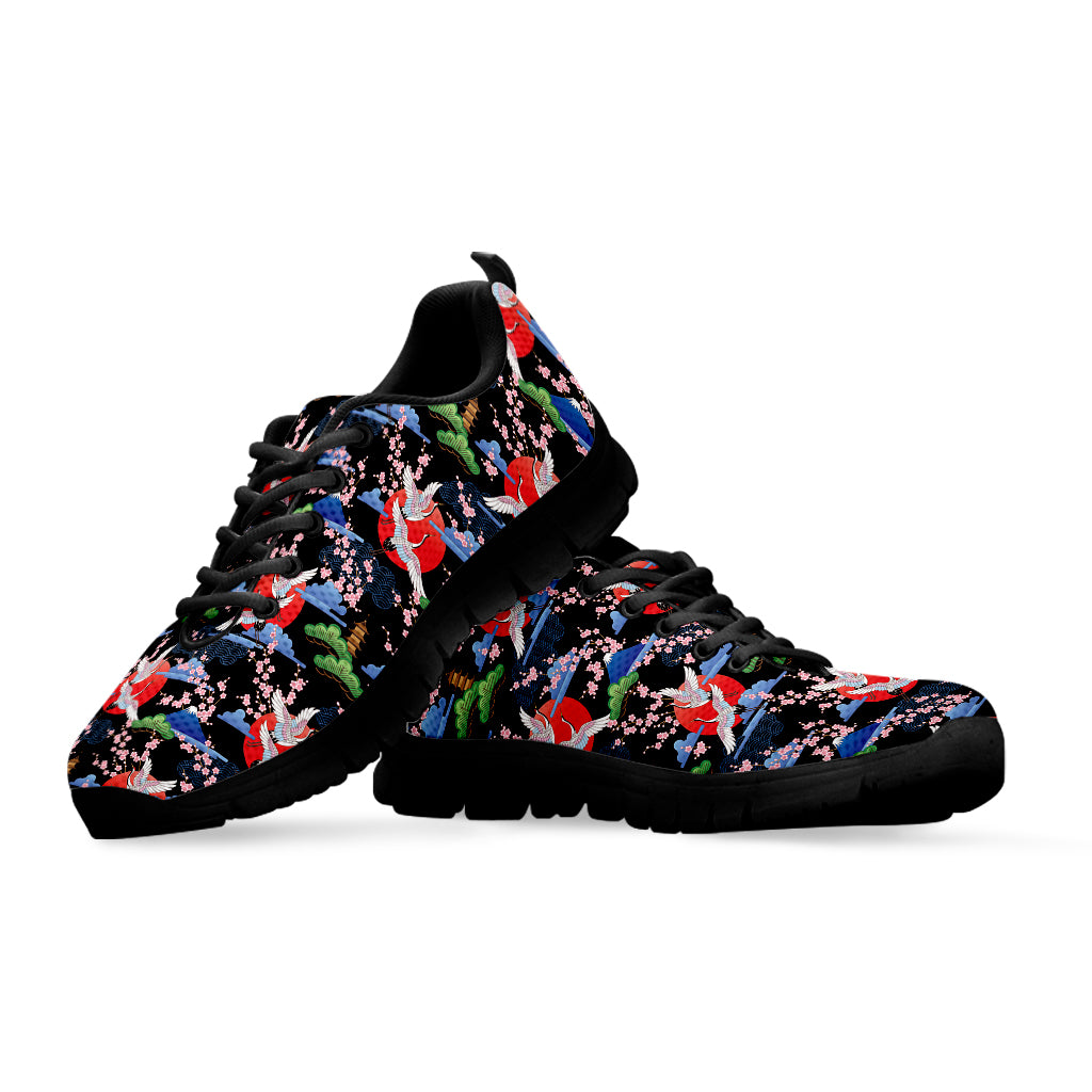 Japanese Traditional Pattern Print Black Sneakers