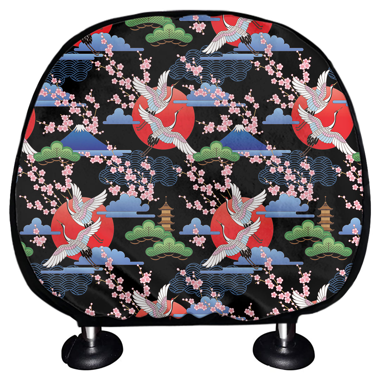 Japanese Traditional Pattern Print Car Headrest Covers