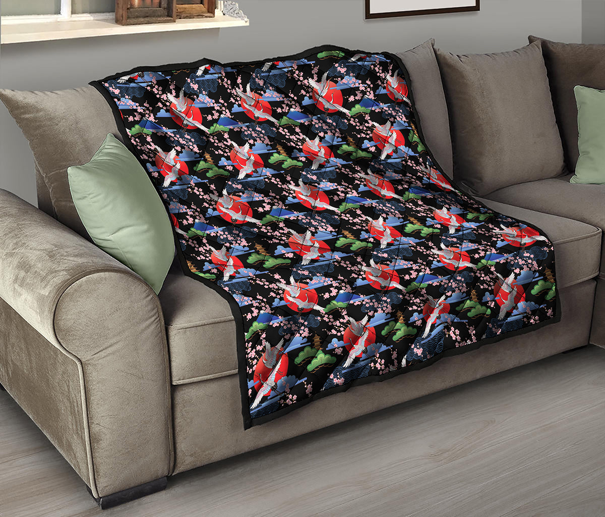 Japanese Traditional Pattern Print Quilt