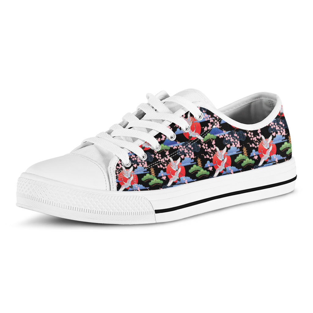 Japanese Traditional Pattern Print White Low Top Shoes