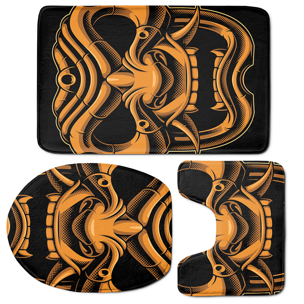 Japanese Warrior Mask Print 3 Piece Bath Mat Set