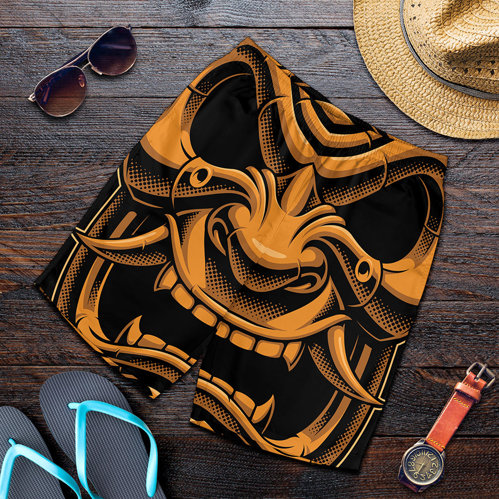 Japanese Warrior Mask Print Men's Shorts