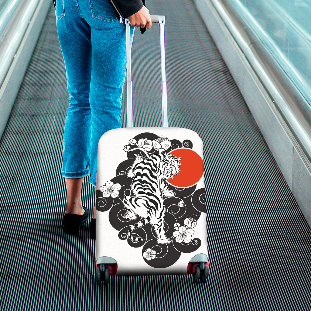 Japanese White Tiger Tattoo Print Luggage Cover