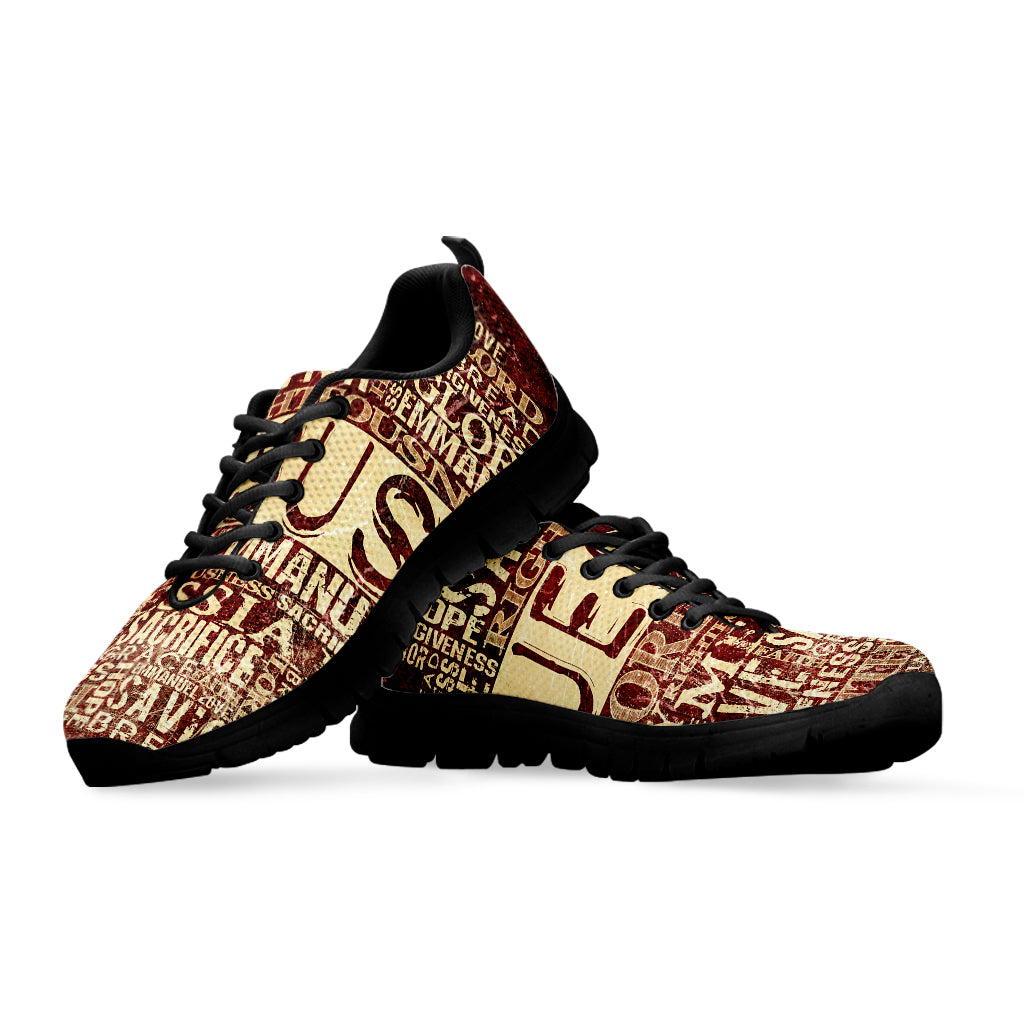 Jesus Religious Words Print Black Sneakers