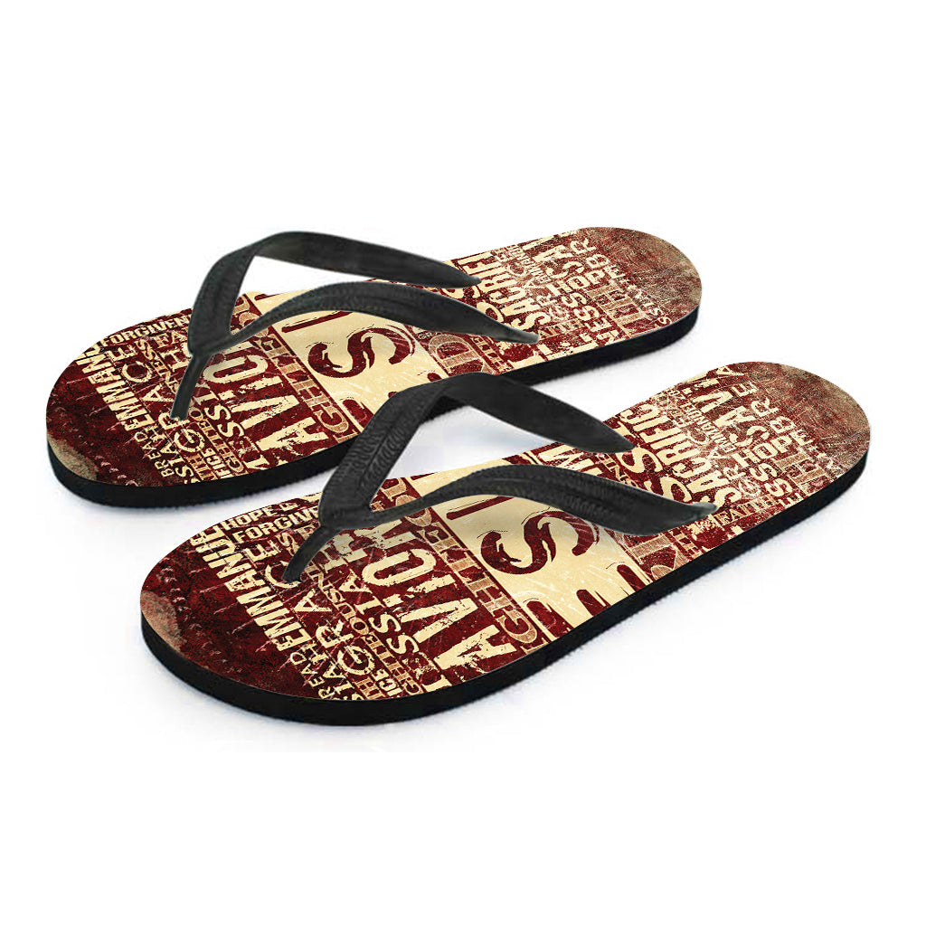Jesus Religious Words Print Flip Flops