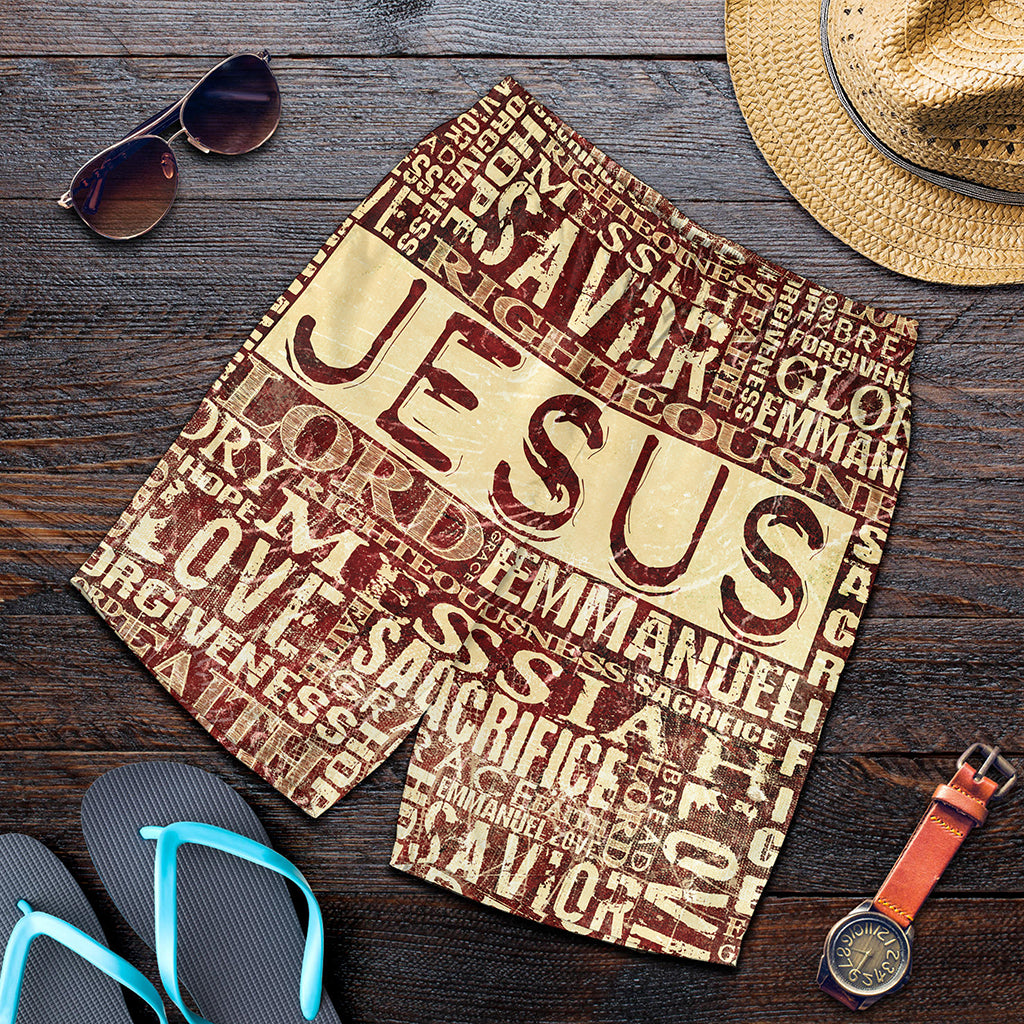 Jesus Religious Words Print Men's Shorts