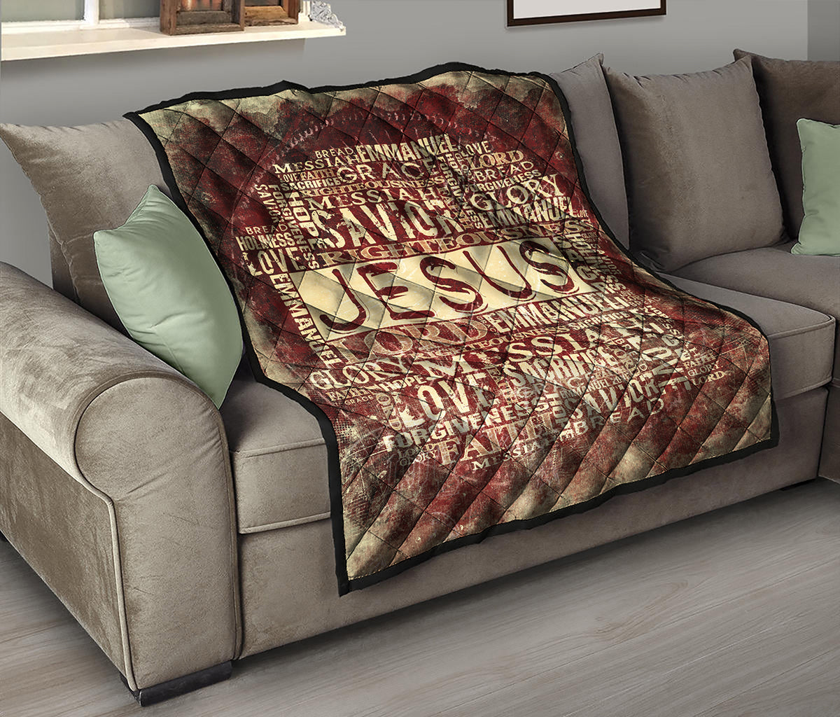 Jesus Religious Words Print Quilt