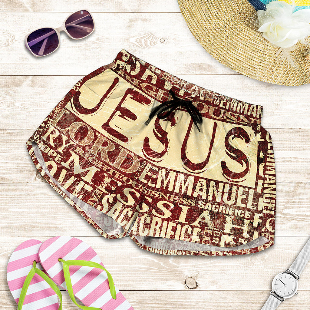 Jesus Religious Words Print Women's Shorts