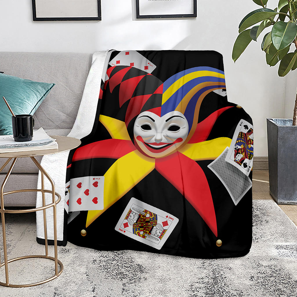 Joker And Playing Cards Print Blanket