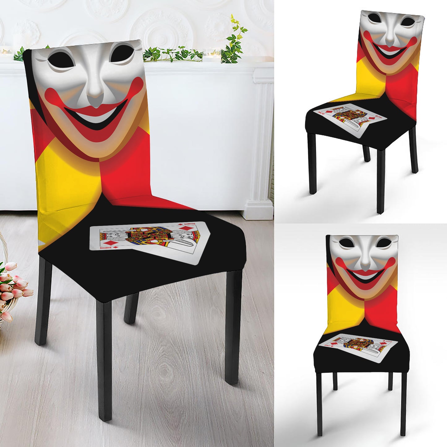 Joker And Playing Cards Print Dining Chair Slipcover