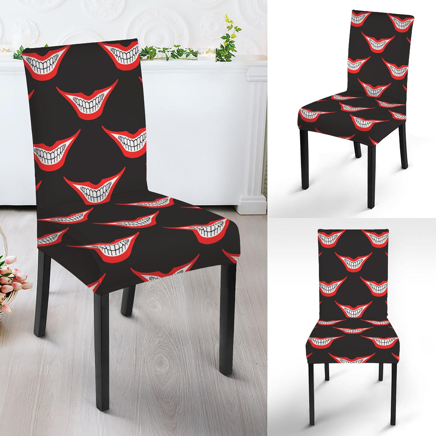 Joker Smile Pattern Print Dining Chair Slipcover