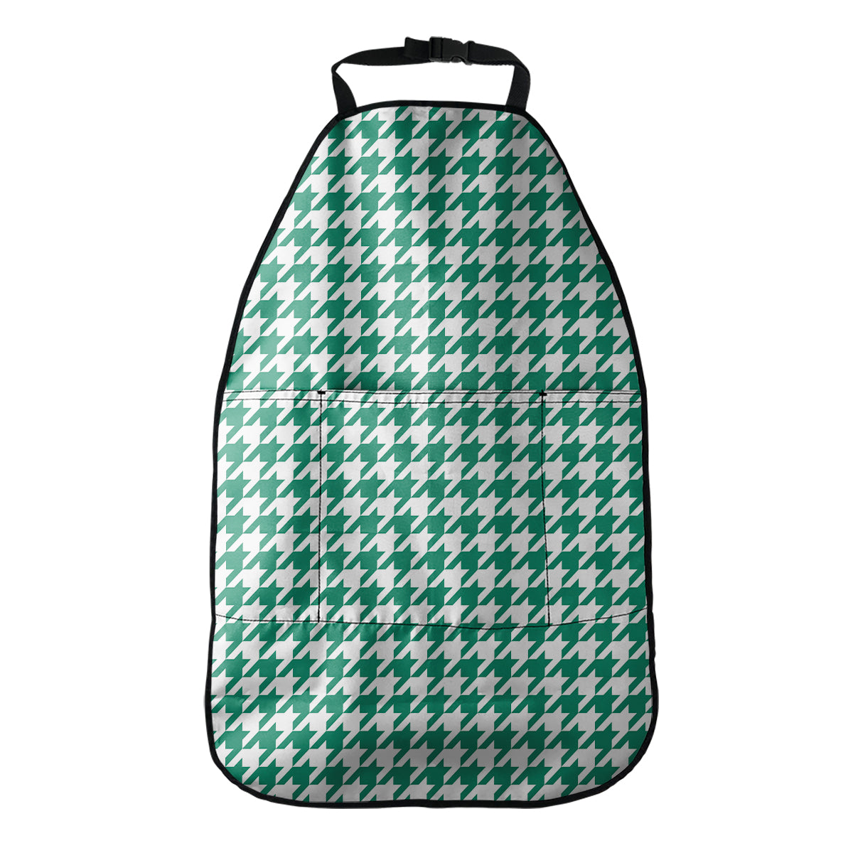 Jungle Green And White Houndstooth Print Car Seat Organizers