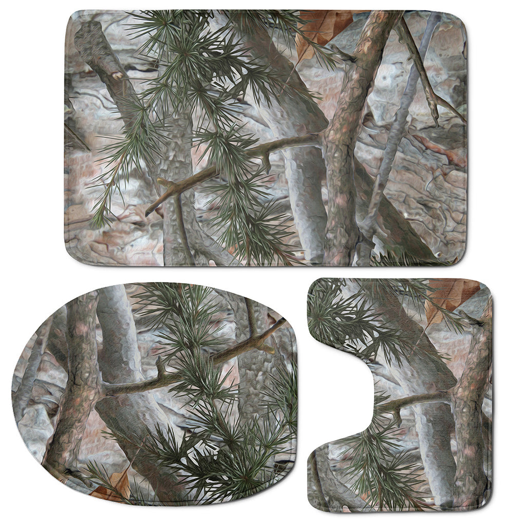 Jungle Hunting Camouflage Print 3 Piece Bath Mat Set