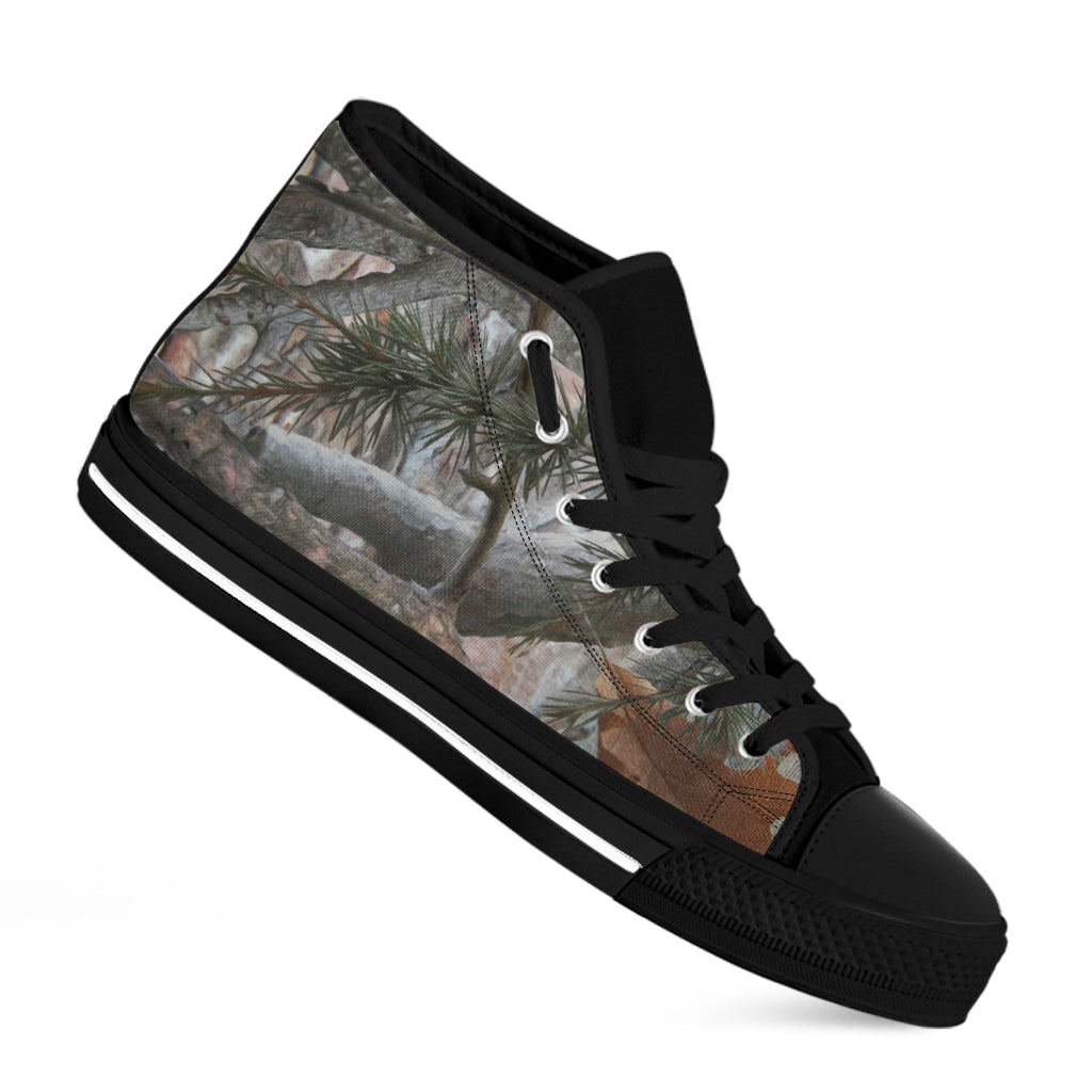 Jungle Hunting Camouflage Print Black High Top Shoes