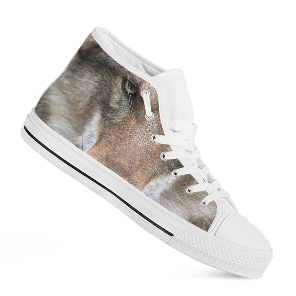 Jungle Wolf Print White High Top Shoes