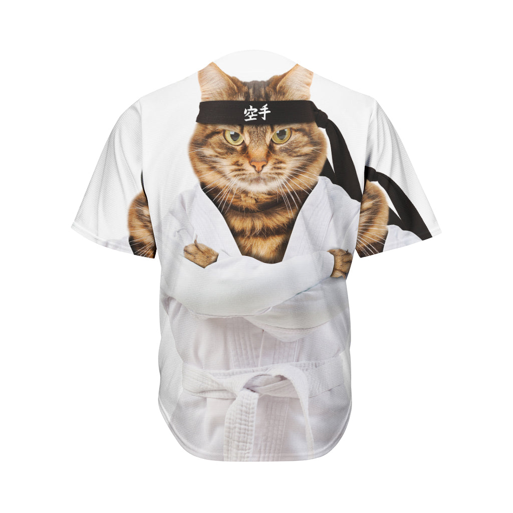 Karate Cat Print Men's Baseball Jersey