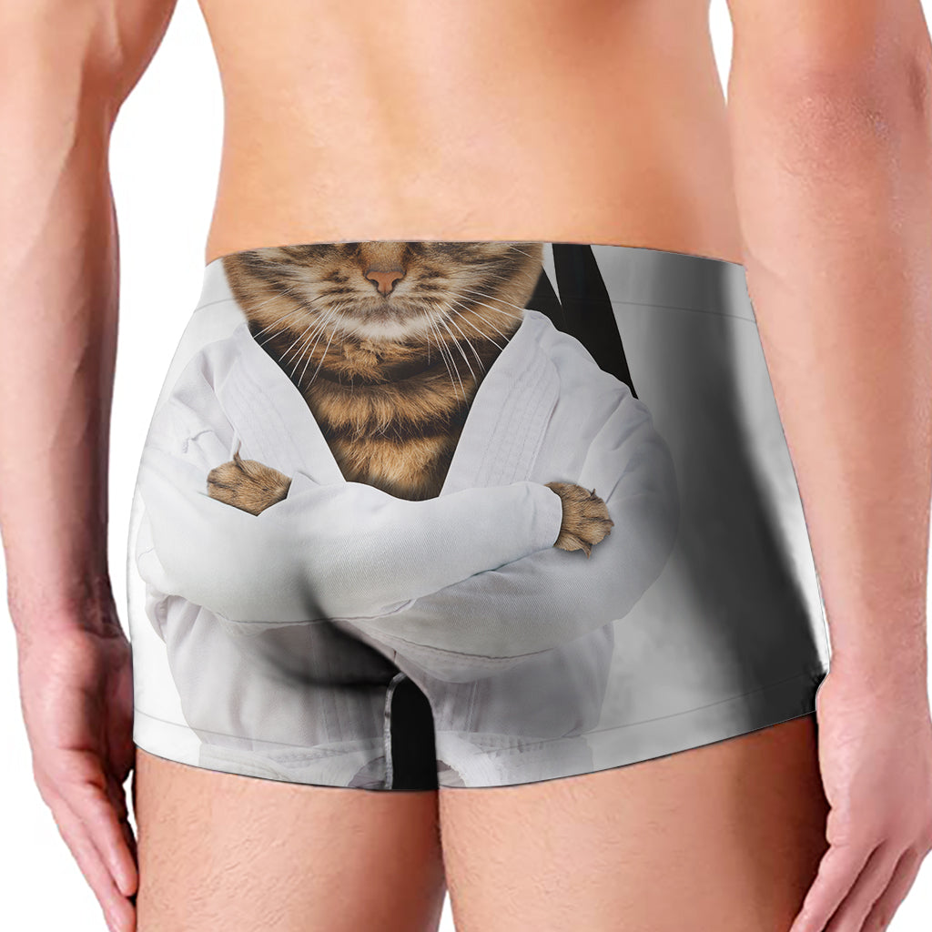 Karate Cat Print Men's Boxer Briefs