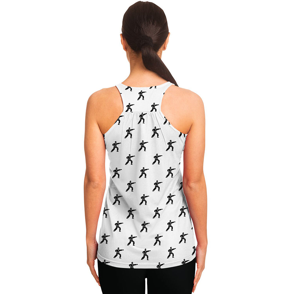 Karate Fighter Pattern Print Women's Racerback Tank Top