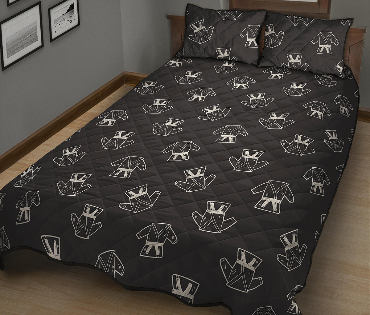 Karate Gi Pattern Print Quilt Bed Set