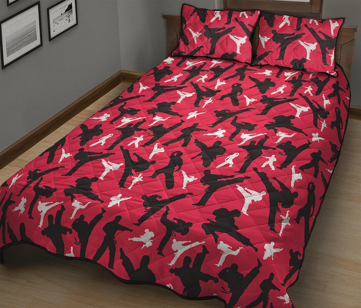Karate Pattern Print Quilt Bed Set