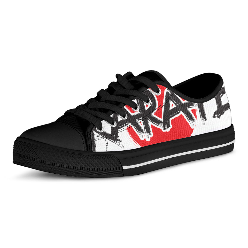 Karate Text Print Black Low Top Shoes