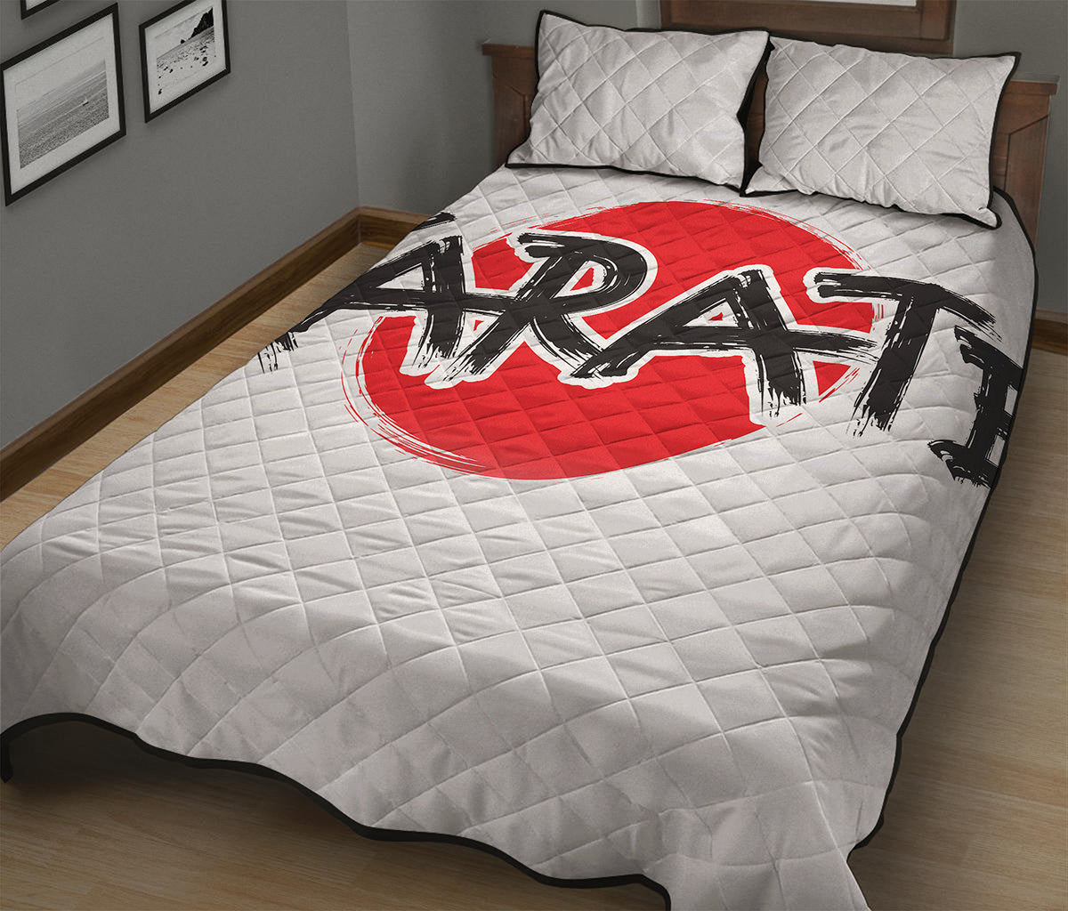 Karate Text Print Quilt Bed Set