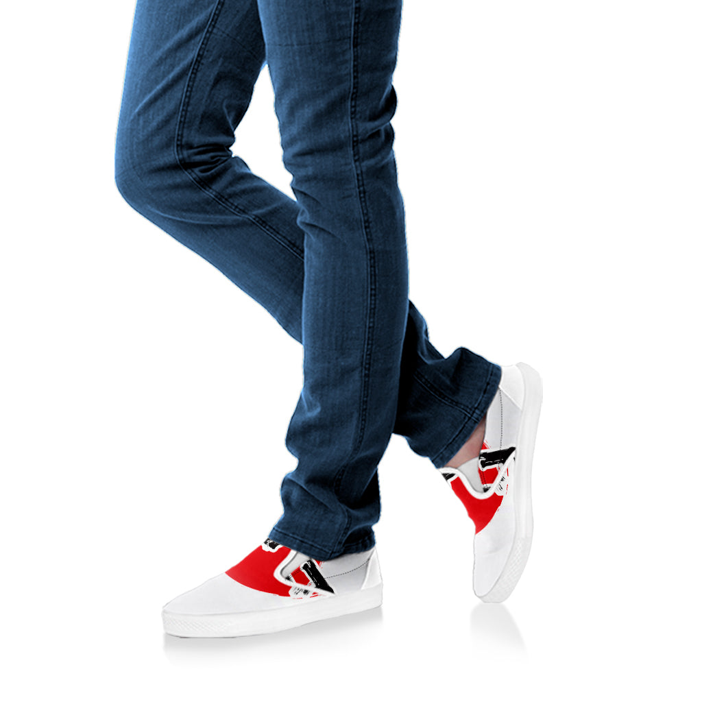 Karate Text Print White Slip On Shoes