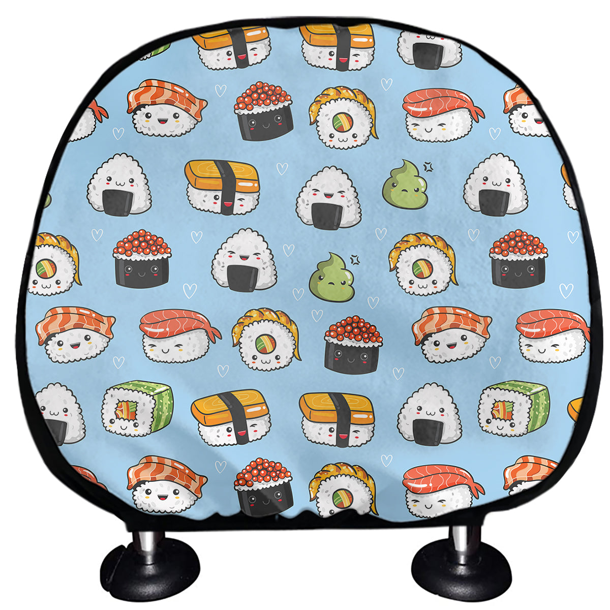 Kawaii Japanese Sushi Pattern Print Car Headrest Covers