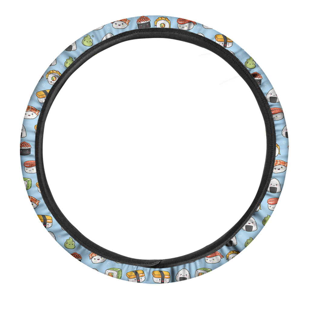 Kawaii Japanese Sushi Pattern Print Car Steering Wheel Cover