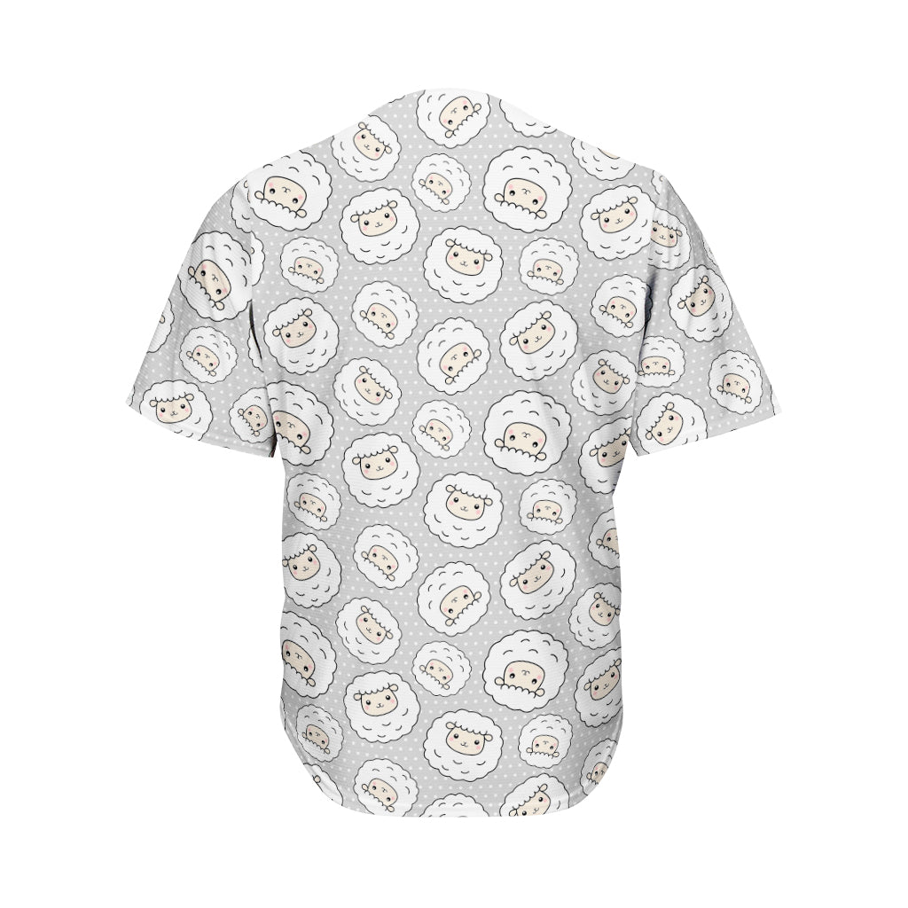 Kawaii Sheep Pattern Print Men's Baseball Jersey