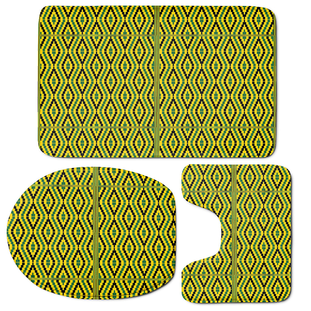 Kente African Pattern Print 3 Piece Bath Mat Set