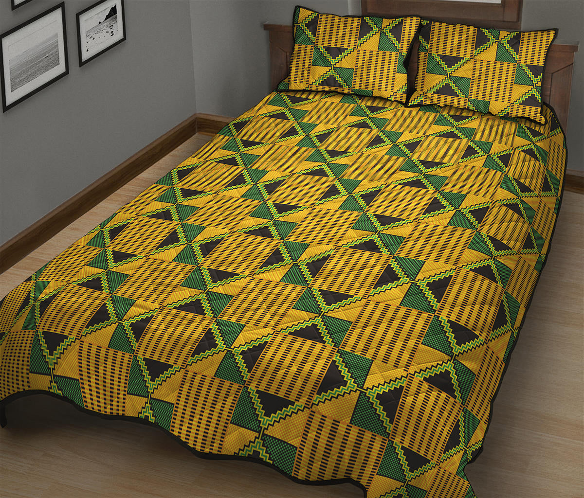 Kente Ethnic Pattern Print Quilt Bed Set