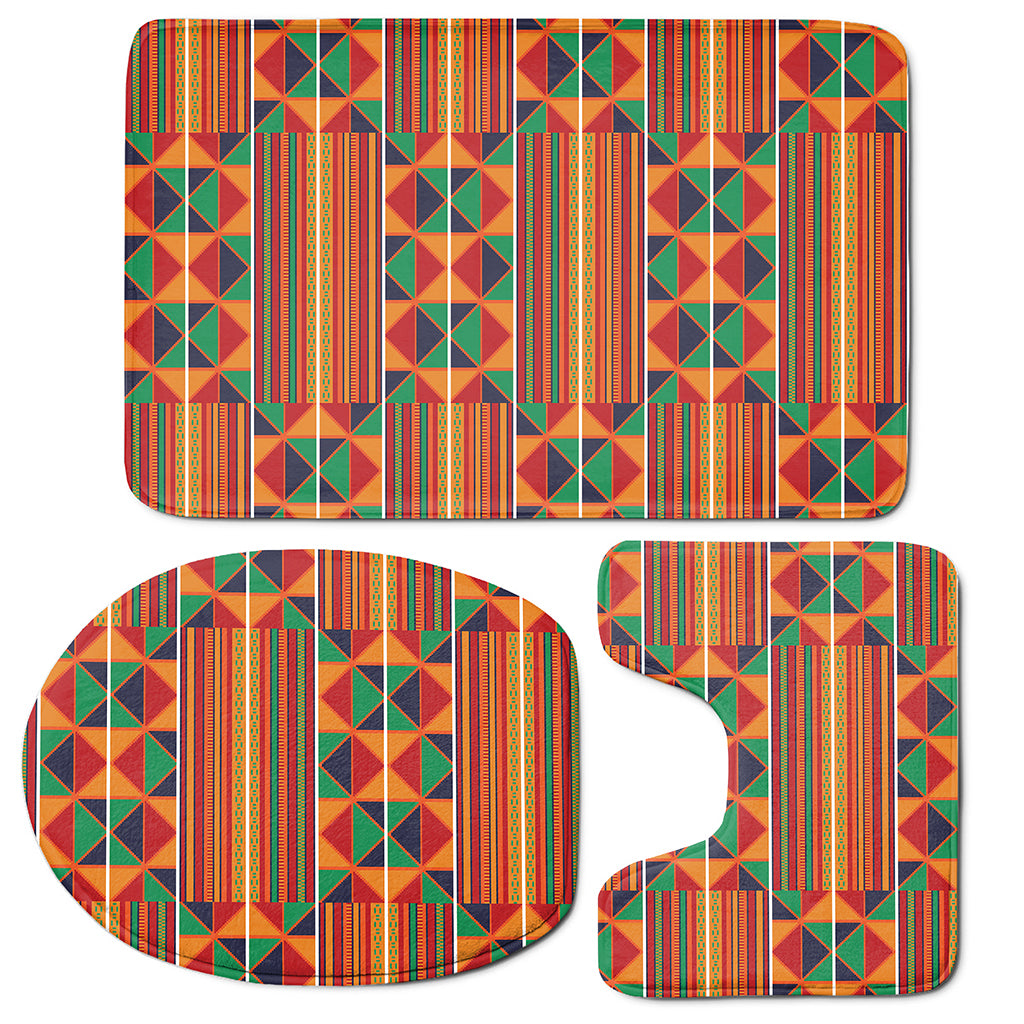 Kente Pattern Print 3 Piece Bath Mat Set