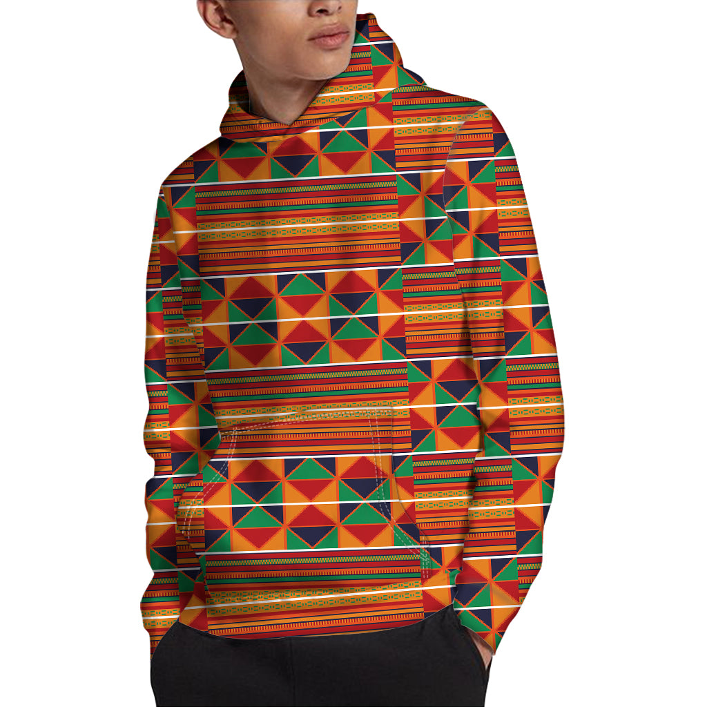 Kente Pattern Print Pullover Hoodie