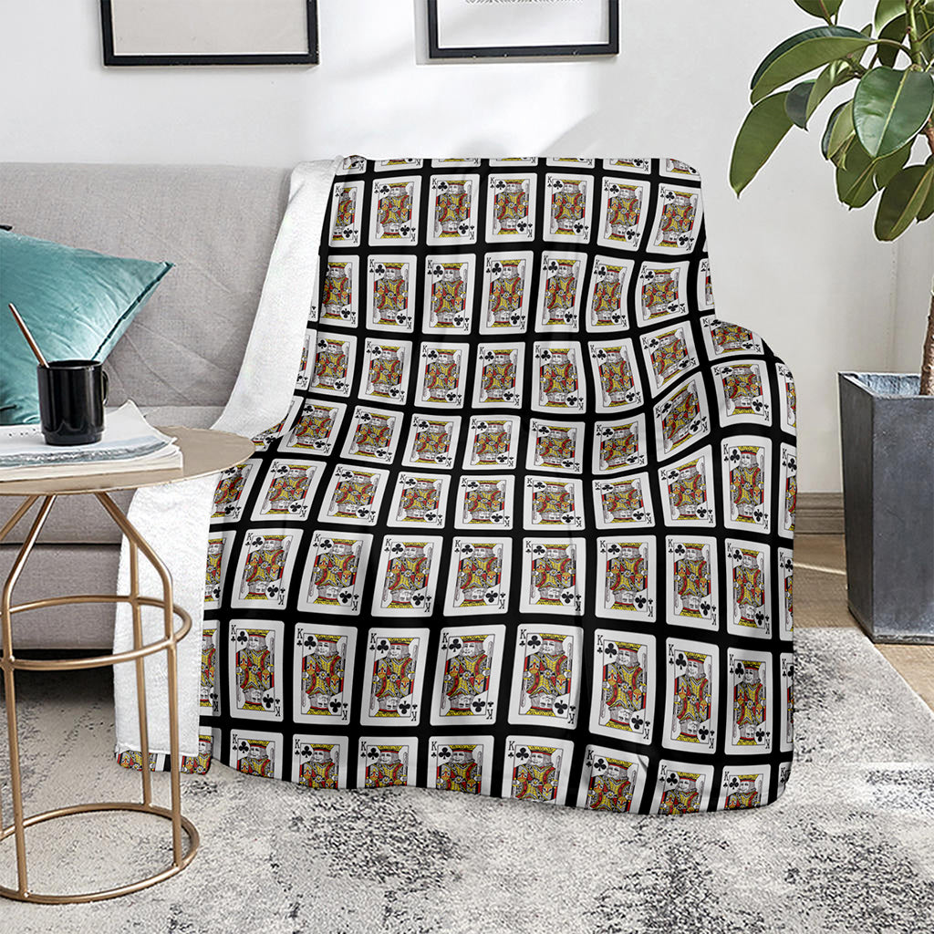 King Of Clubs Playing Card Pattern Print Blanket