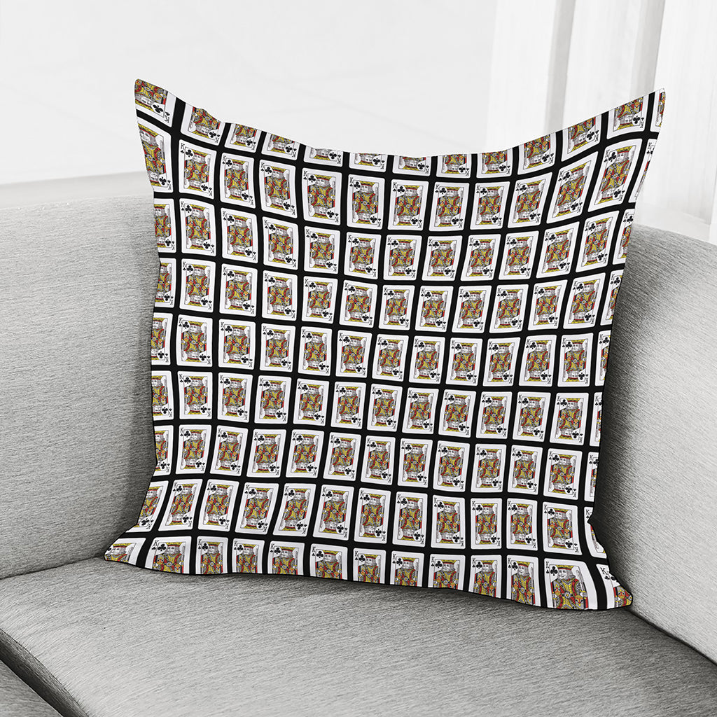 King Of Clubs Playing Card Pattern Print Pillow Cover