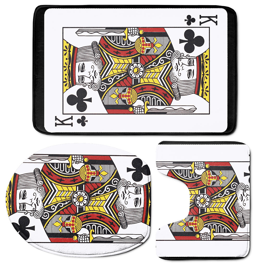 King Of Clubs Playing Card Print 3 Piece Bath Mat Set