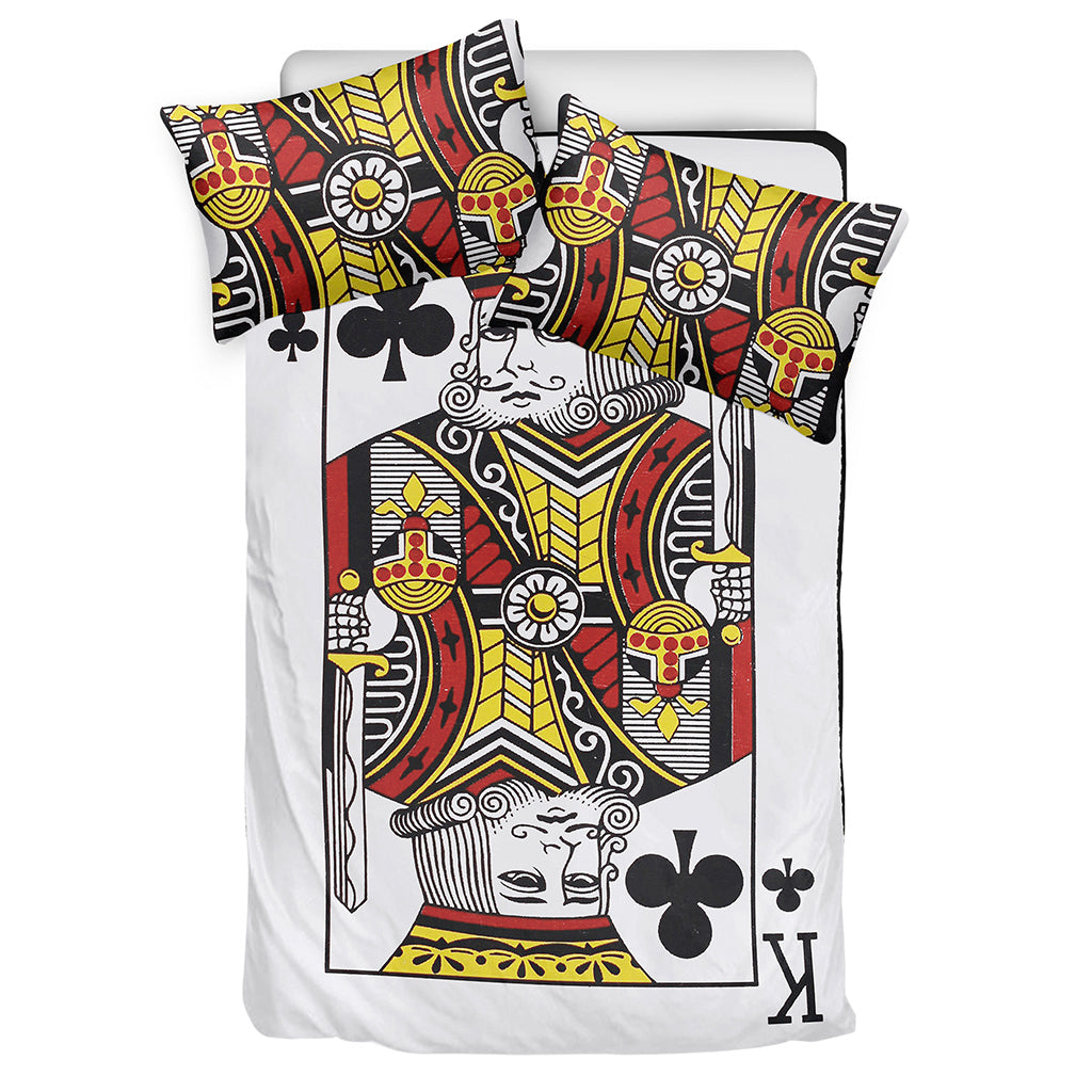 King Of Clubs Playing Card Print Duvet Cover Bedding Set