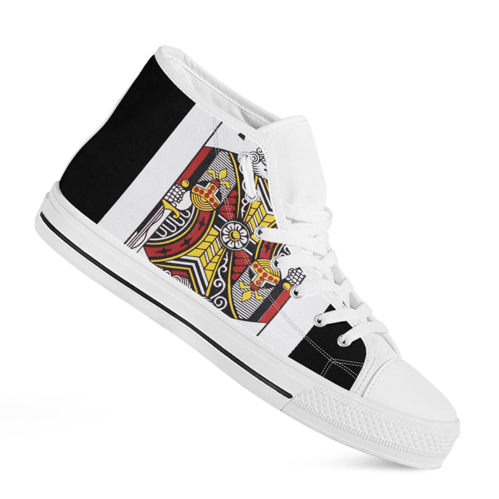 King Of Clubs Playing Card Print White High Top Shoes