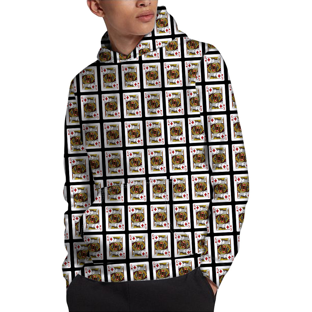 King Of Diamonds Playing Card Pattern Print Pullover Hoodie