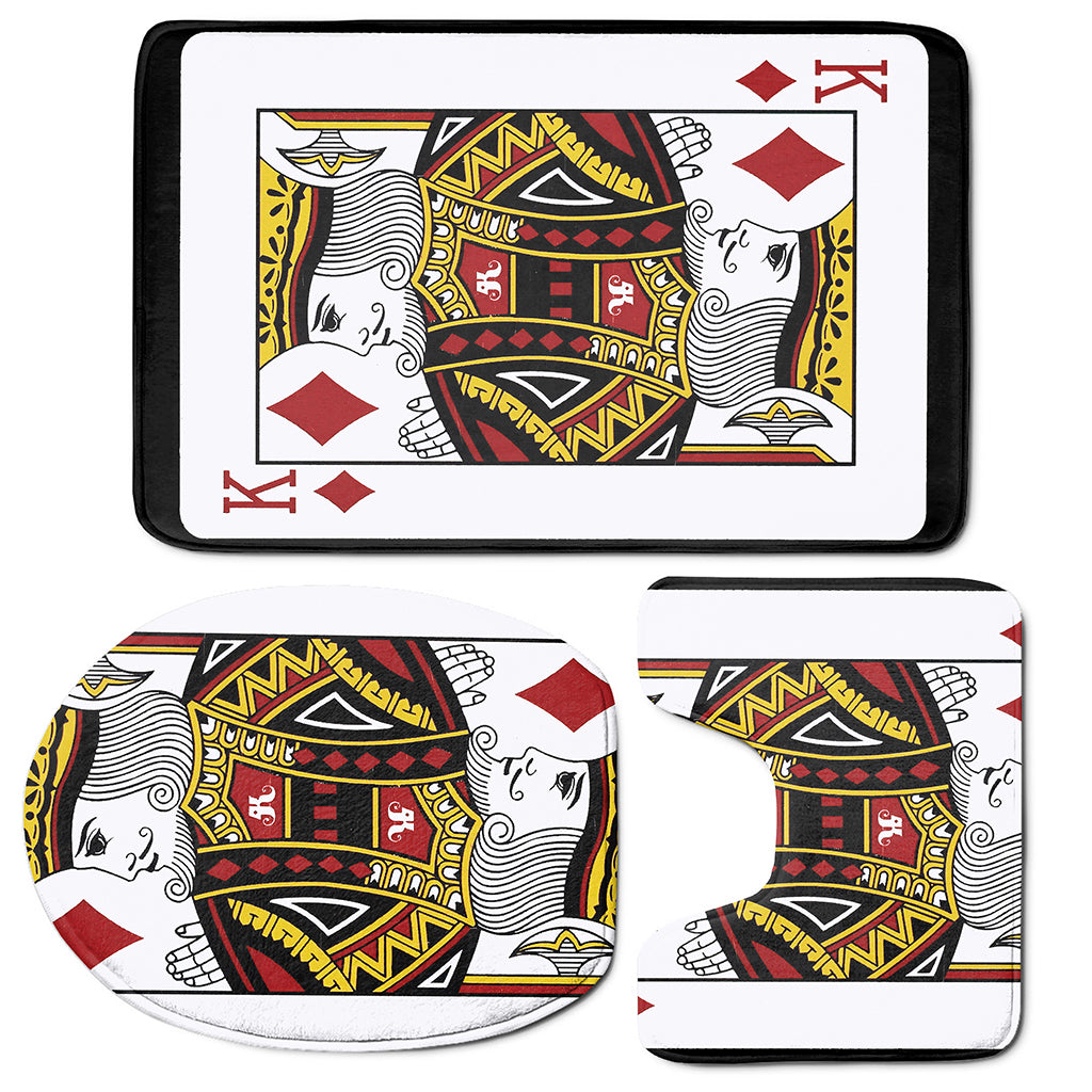 King Of Diamonds Playing Card Print 3 Piece Bath Mat Set