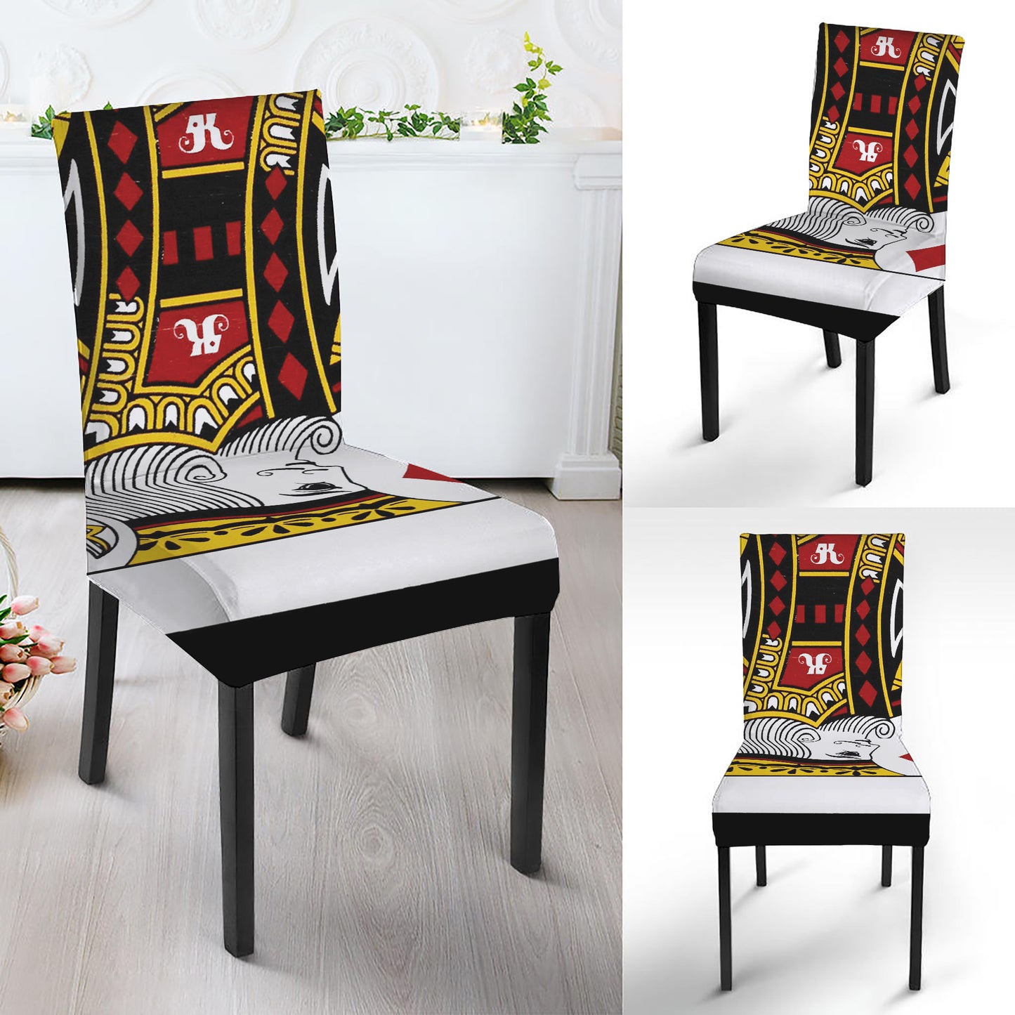 King Of Diamonds Playing Card Print Dining Chair Slipcover
