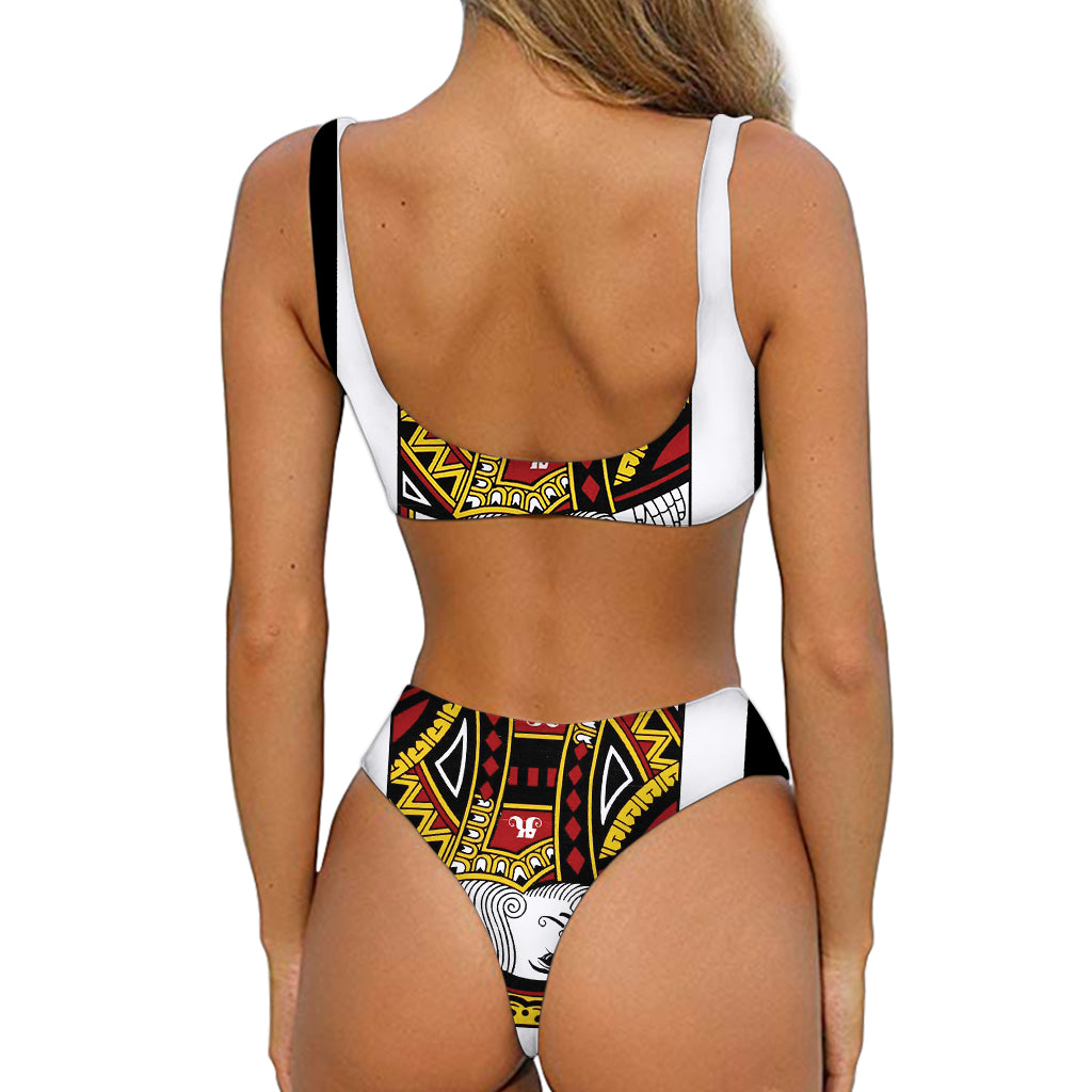 King Of Diamonds Playing Card Print Front Bow Tie Bikini