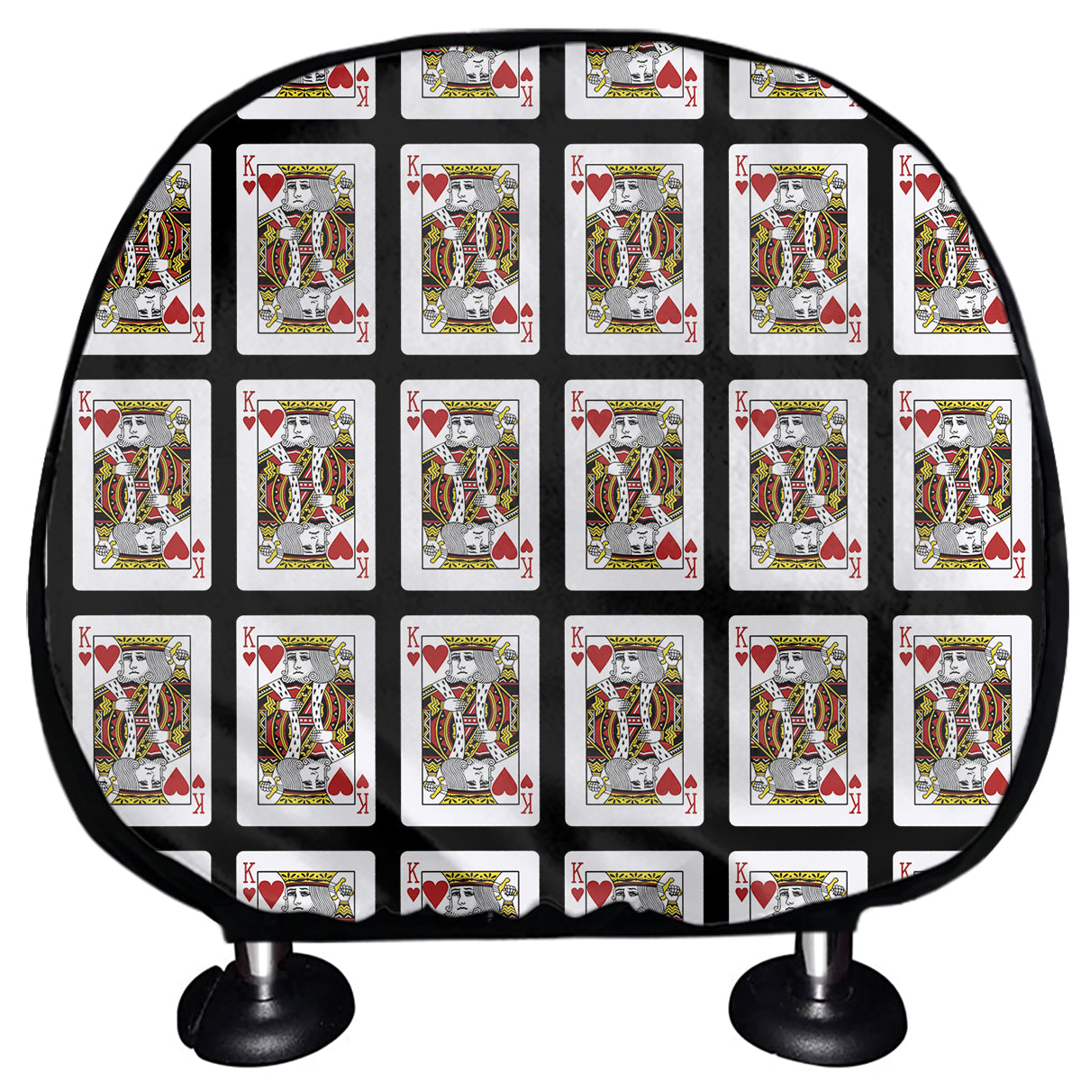 King Of Hearts Playing Card Pattern Print Car Headrest Covers