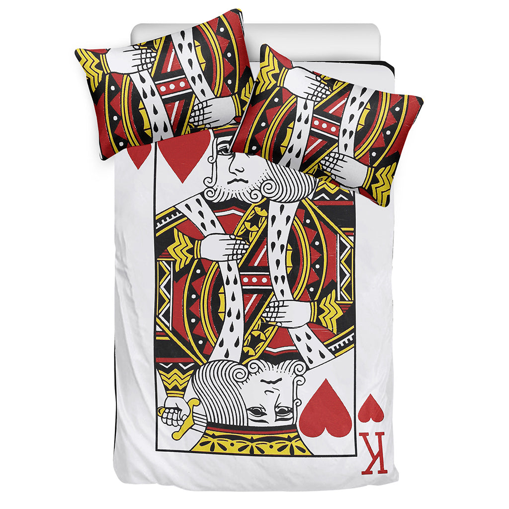King Of Hearts Playing Card Print Duvet Cover Bedding Set