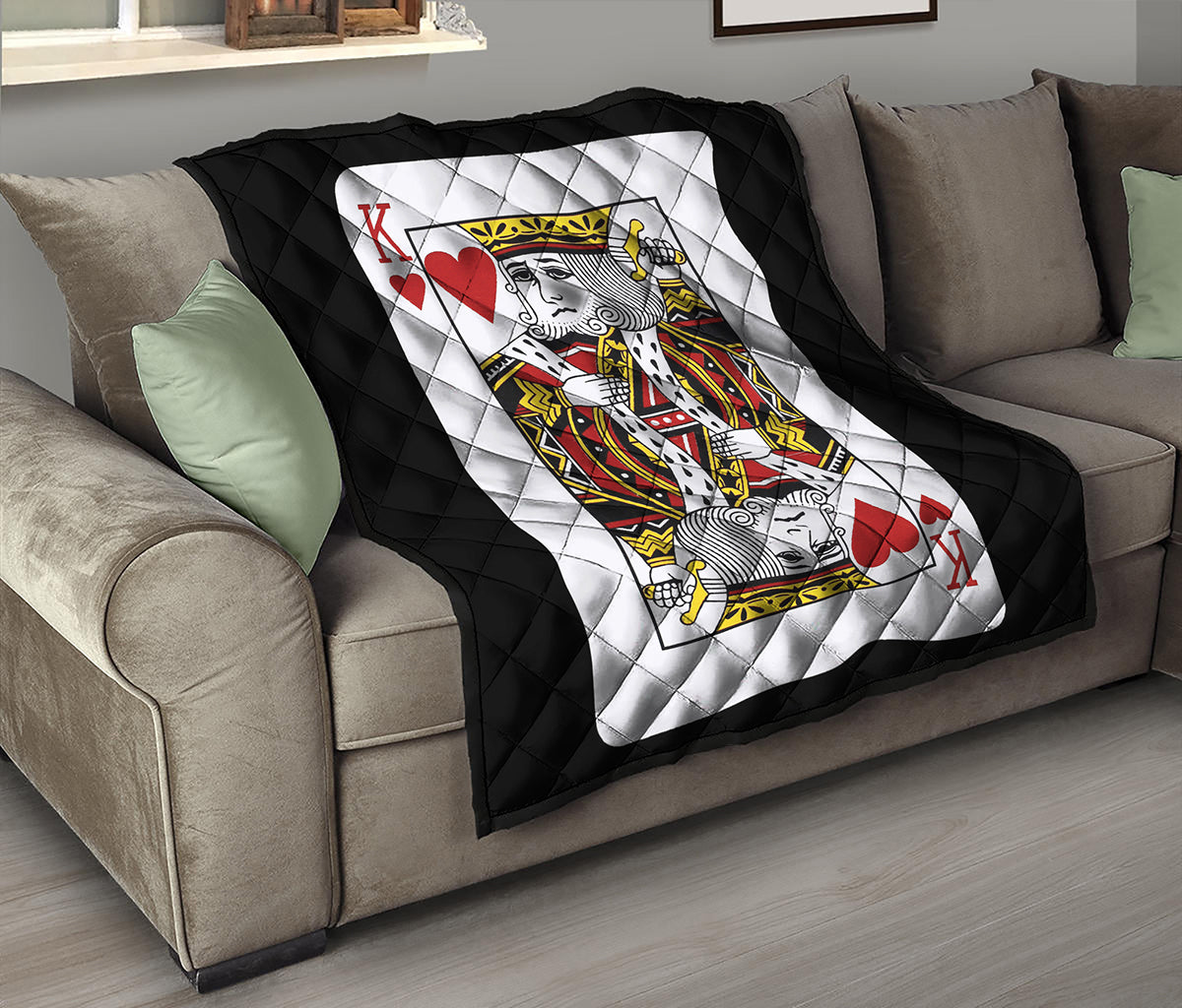 King Of Hearts Playing Card Print Quilt