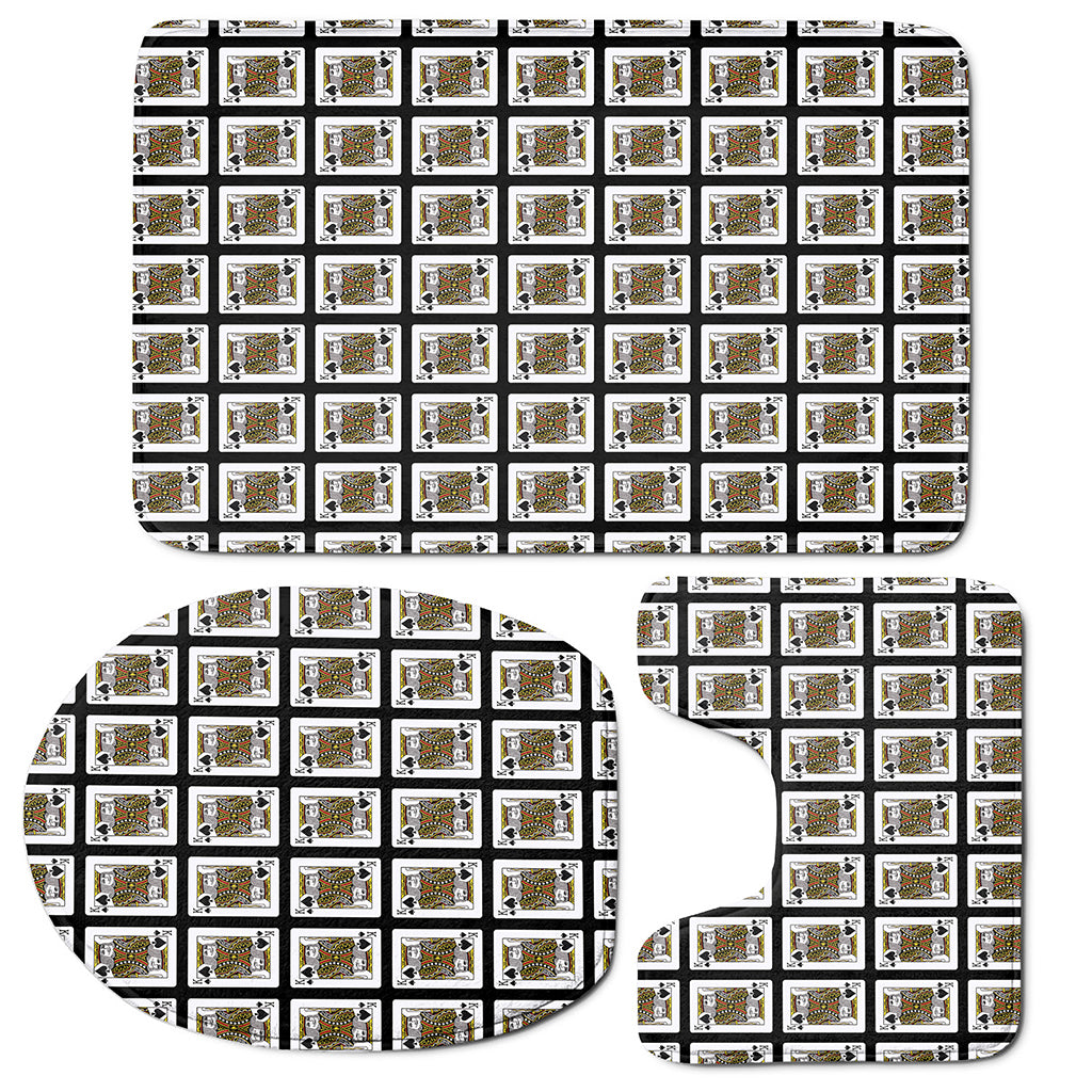King Of Spades Playing Card Pattern Print 3 Piece Bath Mat Set