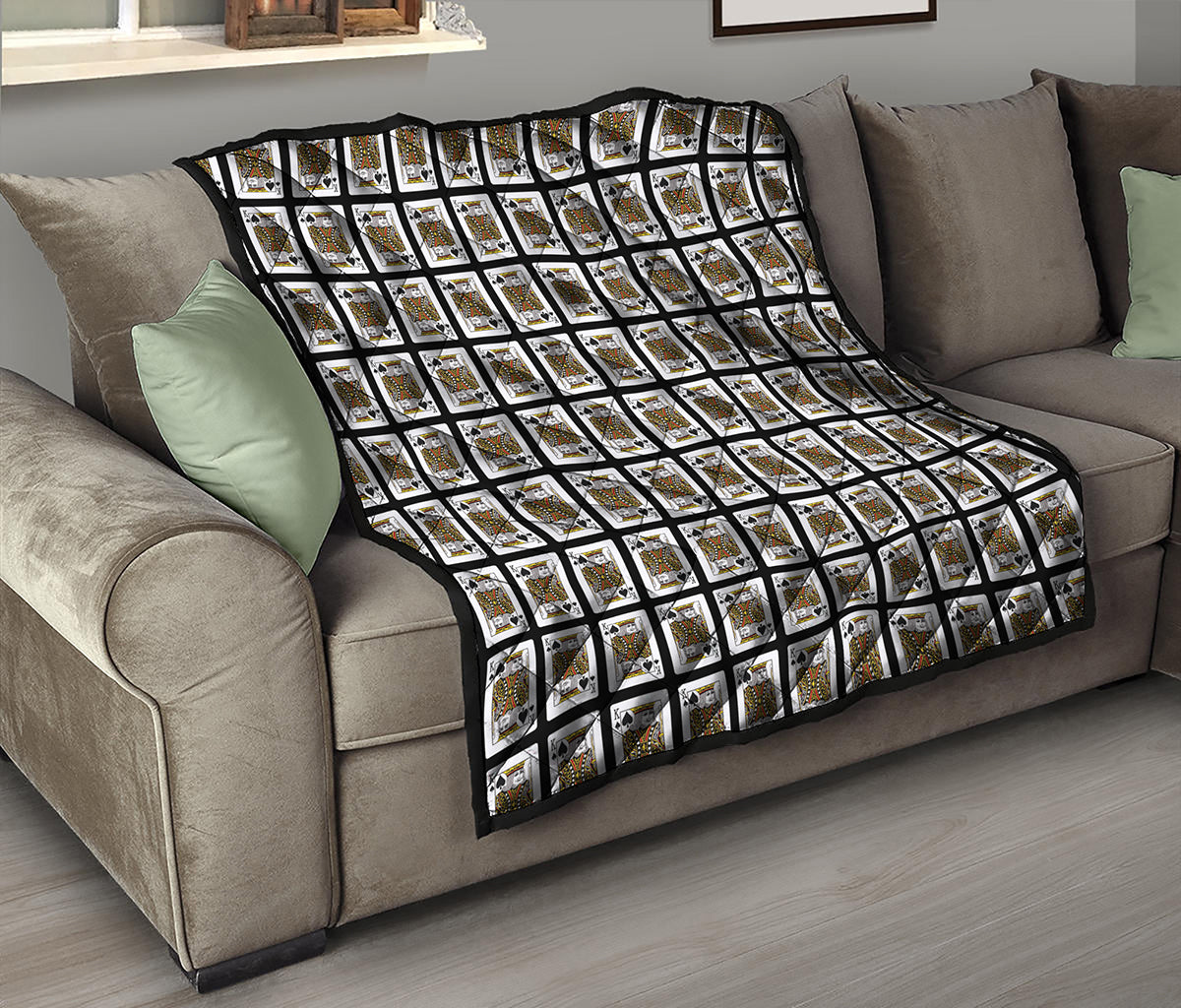 King Of Spades Playing Card Pattern Print Quilt